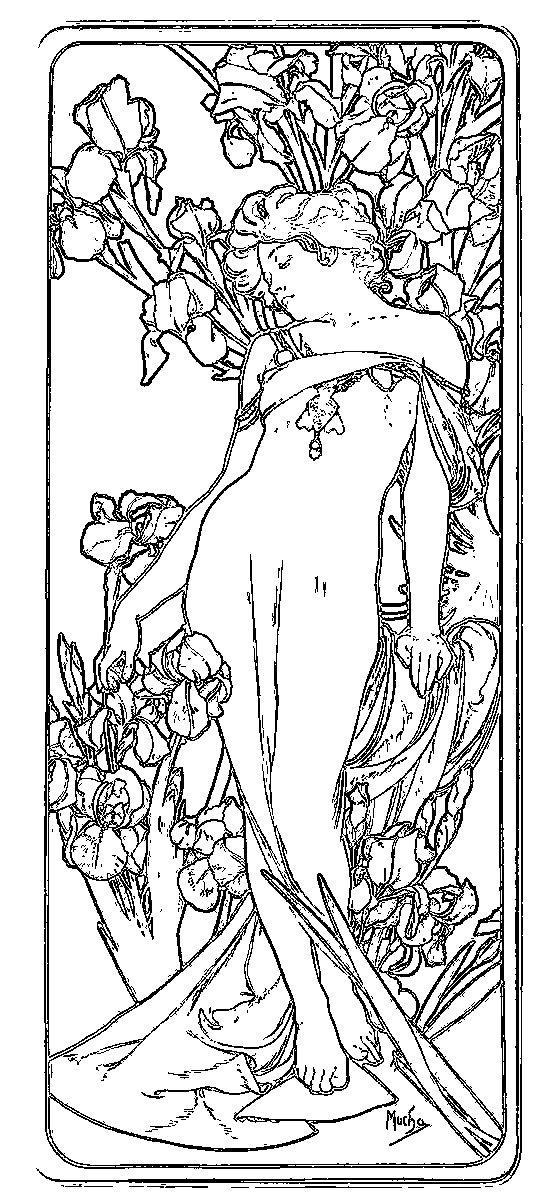 Mucha “Iris” coloring book