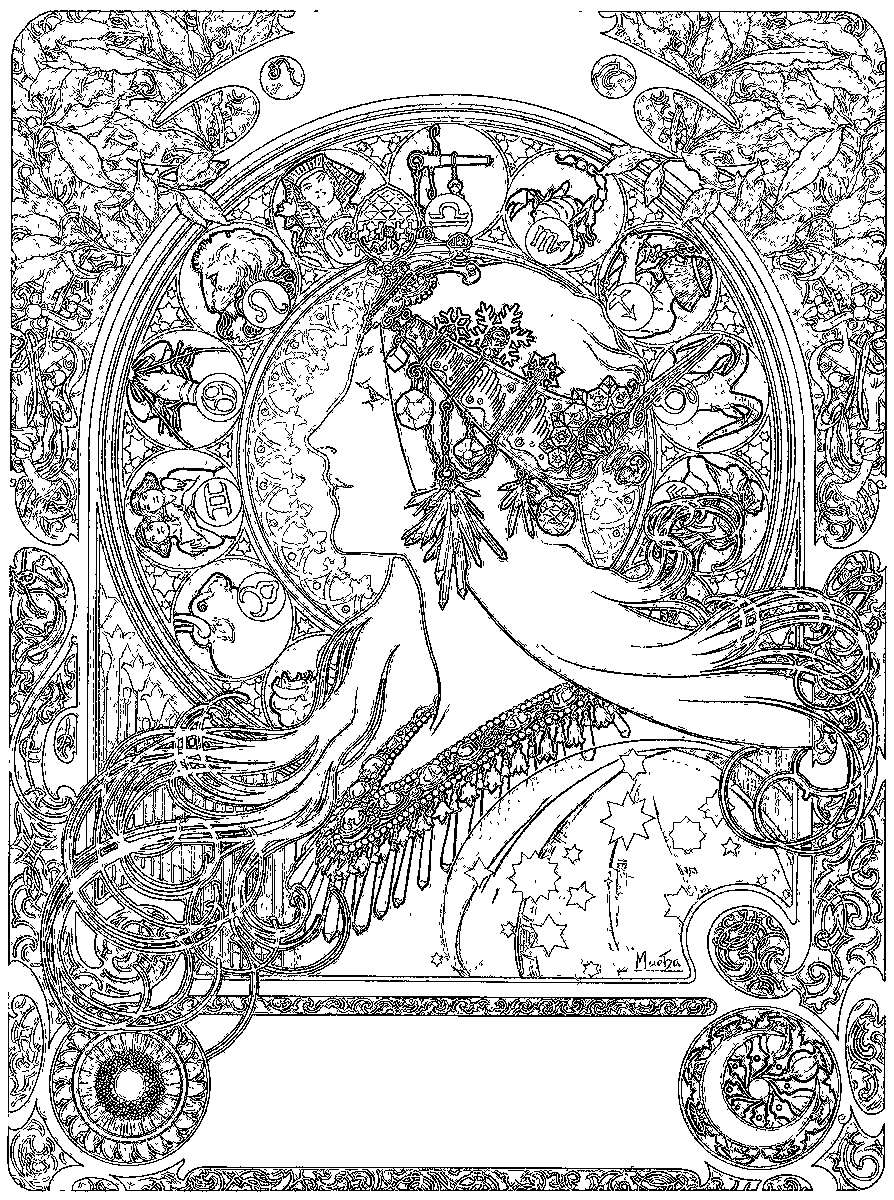 Mucha “Zodiac” coloring book