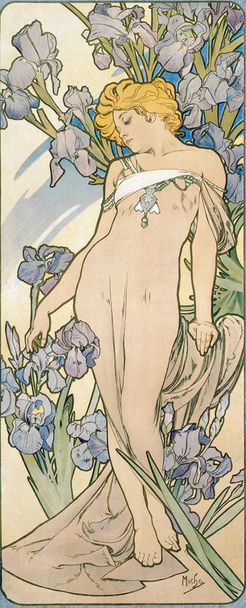 Alfons-Mucha-Four-flowers-iris