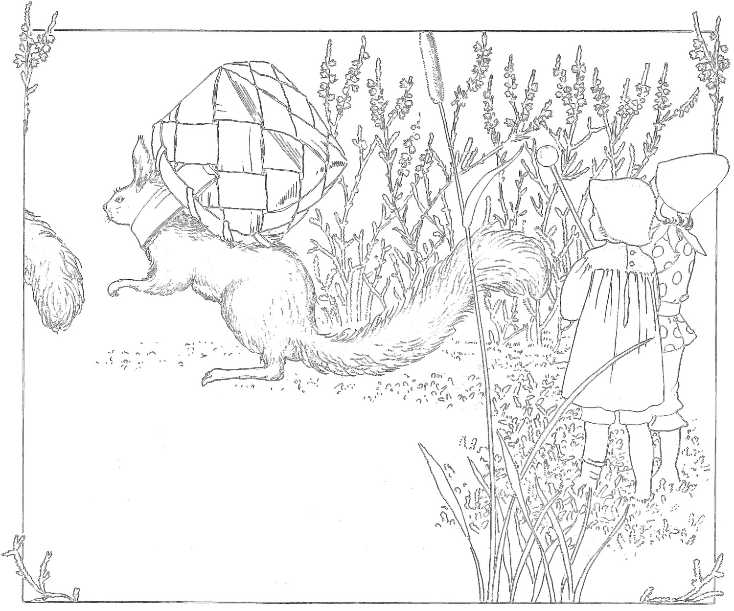 エルサ・ベスコフの塗り絵 2 ブルーベリーもりでのプッテのぼうけん① | 絵本・名画・花の塗り絵